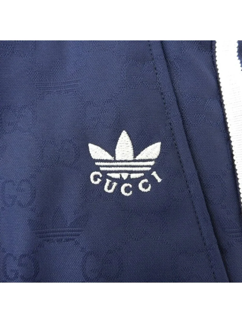 Gucci Adidas GG Logo All Over Print Trefoil Jacquard Trousers Pants Navy 50